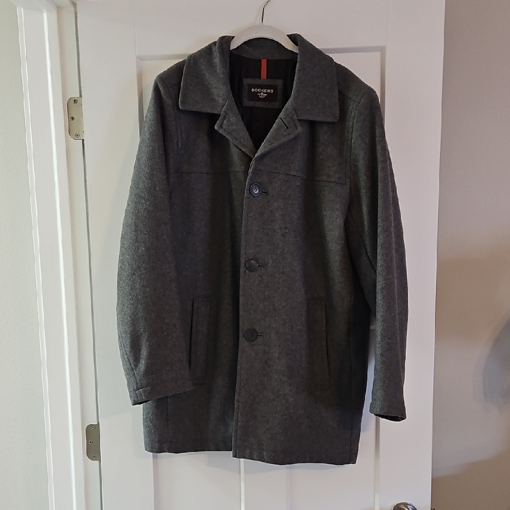Dockers Men's Dark Gray Wool-Blend Pea Coat